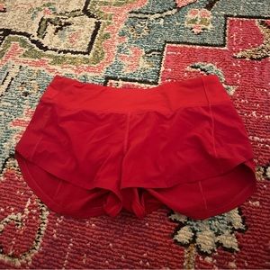 LULULEMON DARK RED speed up shorts